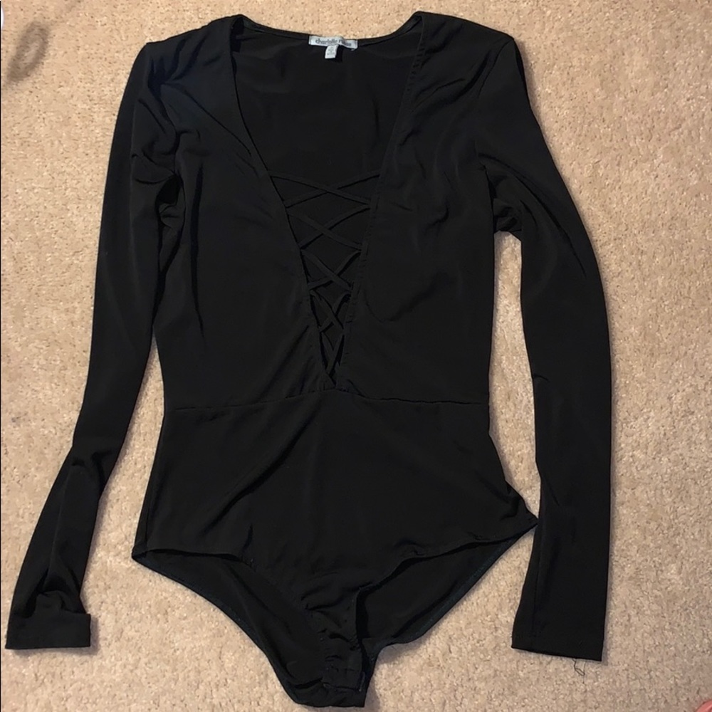 Black Criss Cross Bodysuit